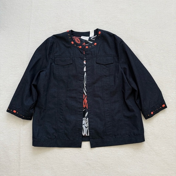 Alfred Dunner Jackets & Blazers - Alfred Dunner Embellished Denim Jacket Size 18 3/4 Sleeves